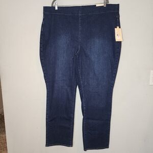 NWT NYDJ Pull On Stretch Denim Bailey Relaxed Straight Darkwash Jeans Size 22W